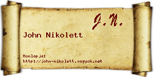 John Nikolett névjegykártya